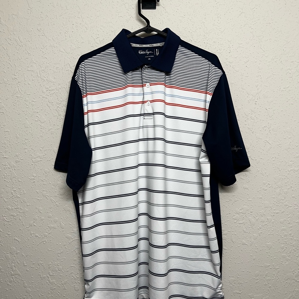 Callaway Men's Navy and White Striped Polo Shirt